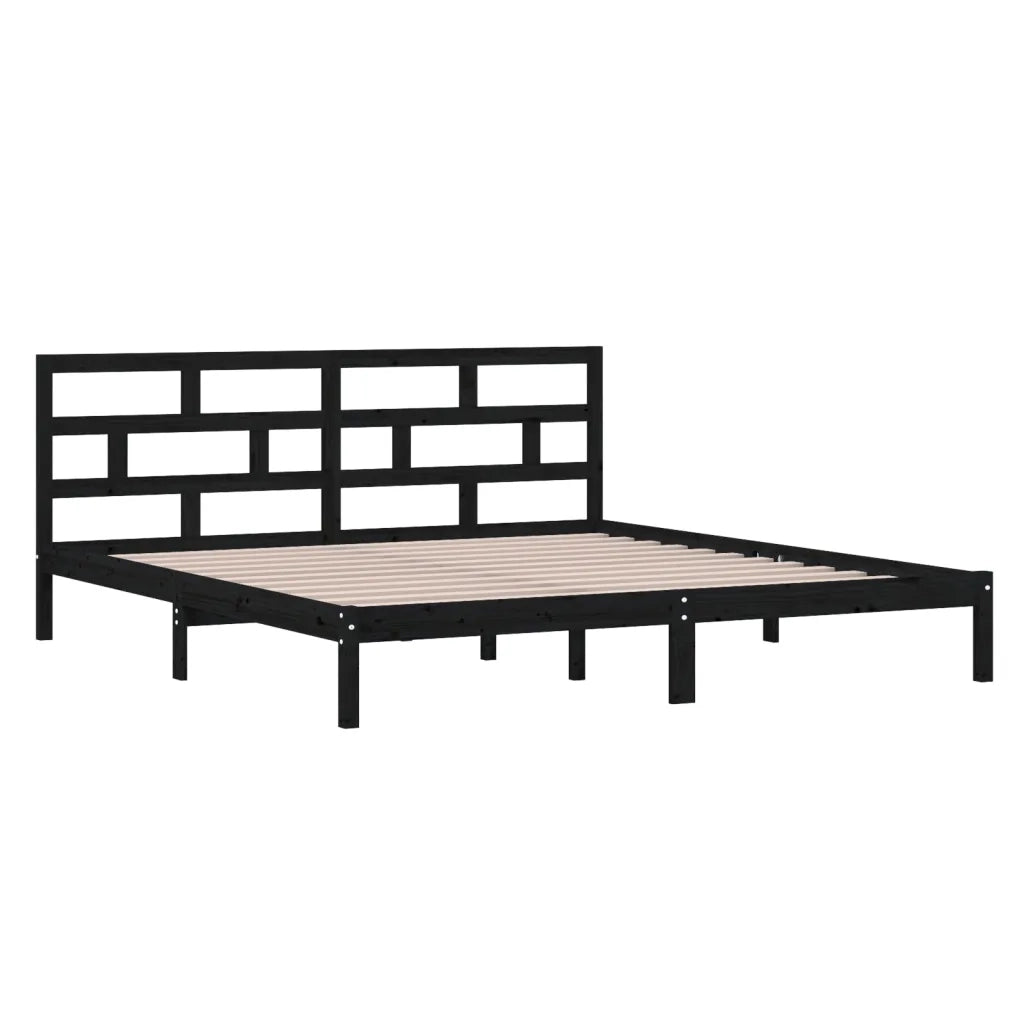 Giroletto-Struttura Letto Nero in Legno Massello di Pino 140x190 cm 867038