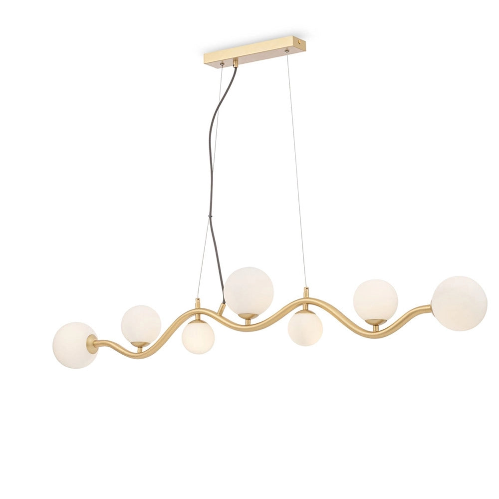 Lampadario Contemporaneo Uva Metallo Oro 7 Luci Diffusori Bianchi