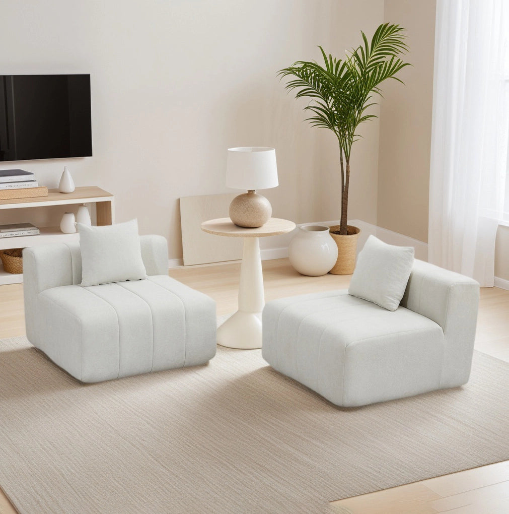 Divano modulare in chenille con 2 cuscini, design minimalista e versatile per soggiorno, ufficio e camera da letto