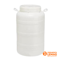 FUSTO CONTENITORE BOCCA LARGA 50 LT. BIANCO PER ALIMENTI CON TAPPO A VITE