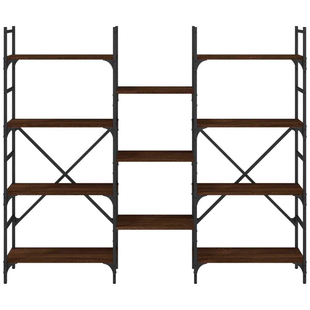 Libreria-Scaffale per Libri-Mobile di Stoccaggio Rovere Marrone 160x28,5x136,5 cm in Legno Multistrato