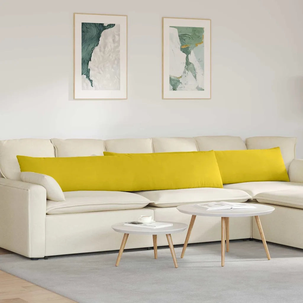 Cuscini da Divano 2 pz-Set di 2 Cuscini per Sofa Giallo 200 x 40 cm Tessuto in Cords
