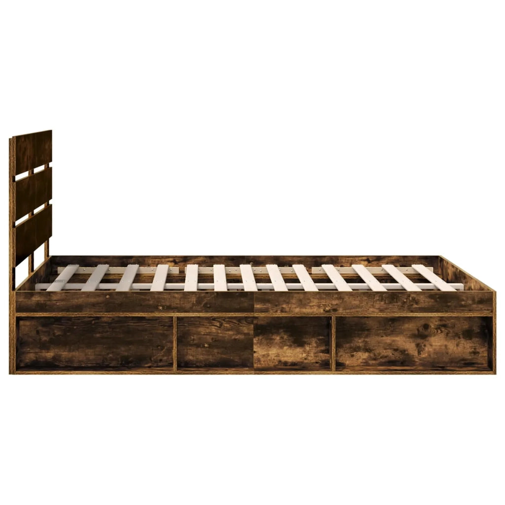 Struttura del letto Rovere fumé 140 x 190 cm Pino massello 3411748