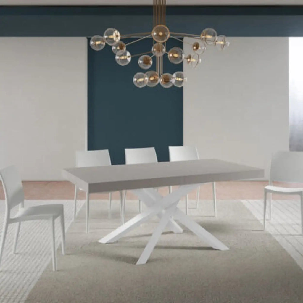 Tavolo allungabile 180/440x90 cm Volantis Premium cashmere gambe bianche