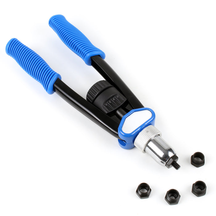 Set pinza rivettatrice con 5 punte e 150 dadi a rivetto M5/M6/M8/M10/M12 30 pz. ciascuno