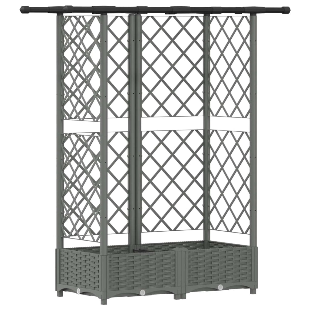 Letto Rialzato con Griglia e Tetto Grigio Chiaro PP 42032593