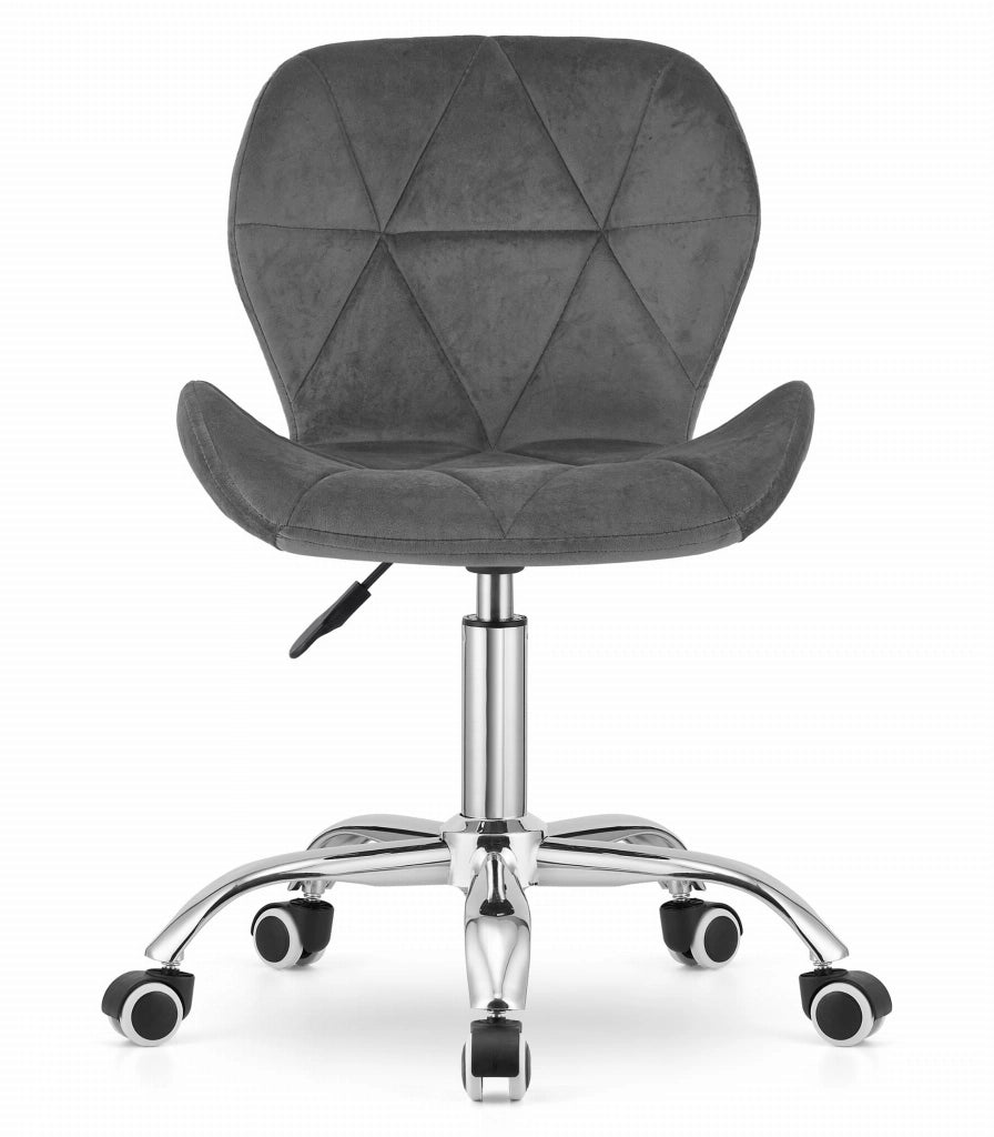 Sedia girevole in velluto Valora AVOLA grigio scuro, design ergonomico