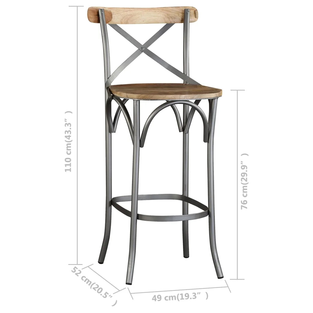 Sgabello da Bar in Legno Massello di Mango cod mxl 73454
