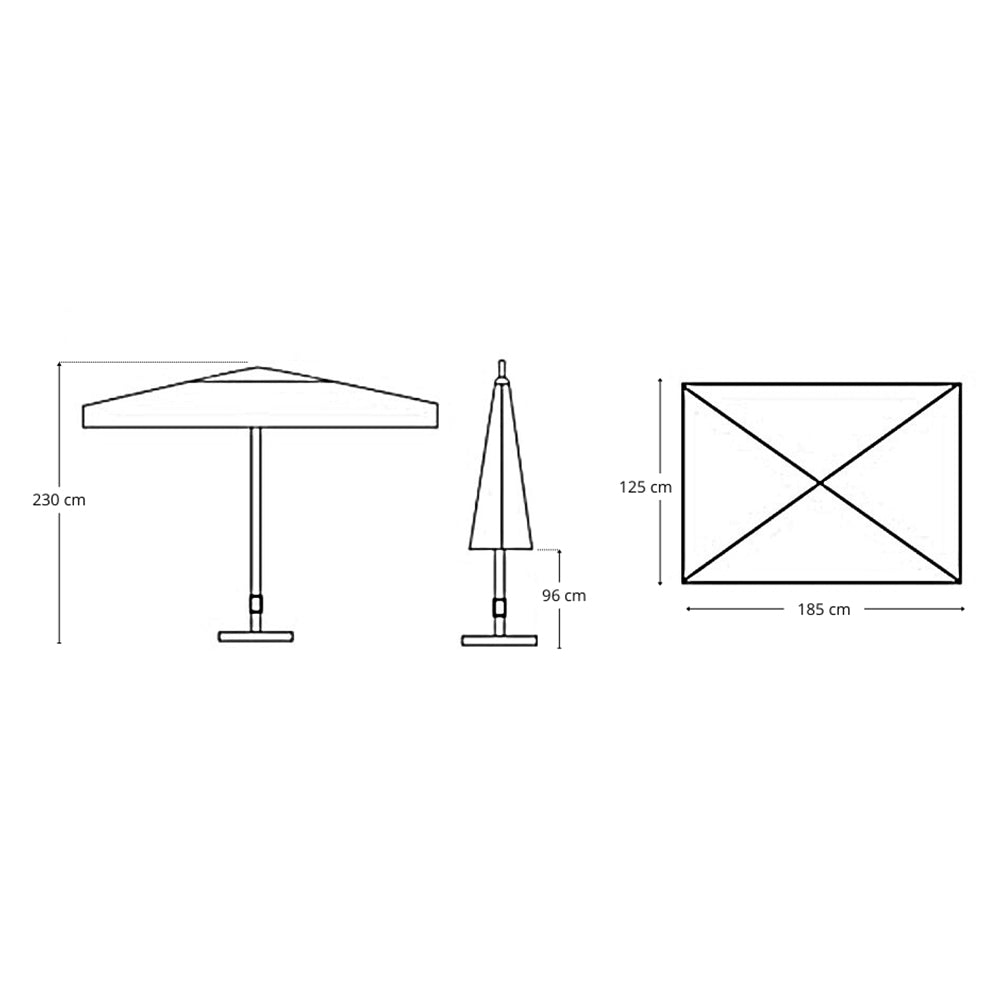Ombrellone Maffei Art.113R grigio chiaro 185 x 125 x h 230 cm telaio in acciaio