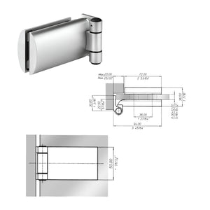 Cerniere per porte in vetro Meroni colore argento opaco 2pz