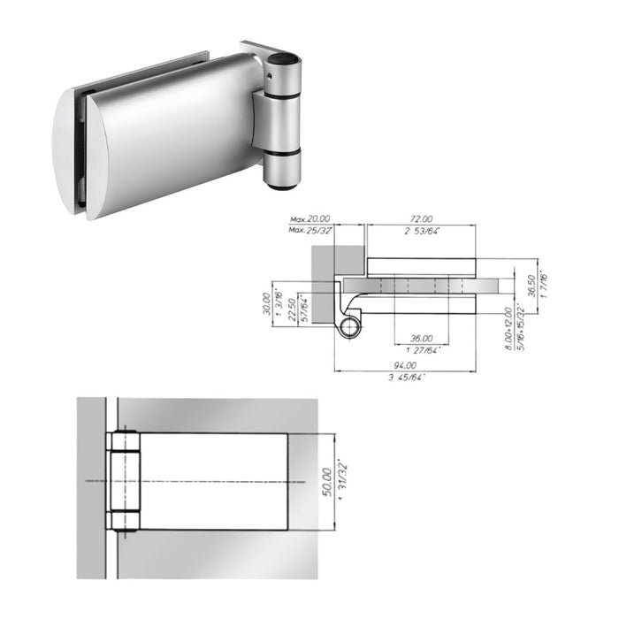 Cerniere per porte in vetro Meroni colore argento opaco 2pz