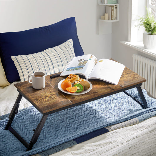 Tavolo pieghevole per laptop VALORA, marrone rustico, stile loft LLD110B01