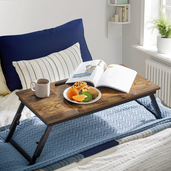 Tavolo pieghevole per laptop VALORA, marrone rustico, stile loft LLD110B01