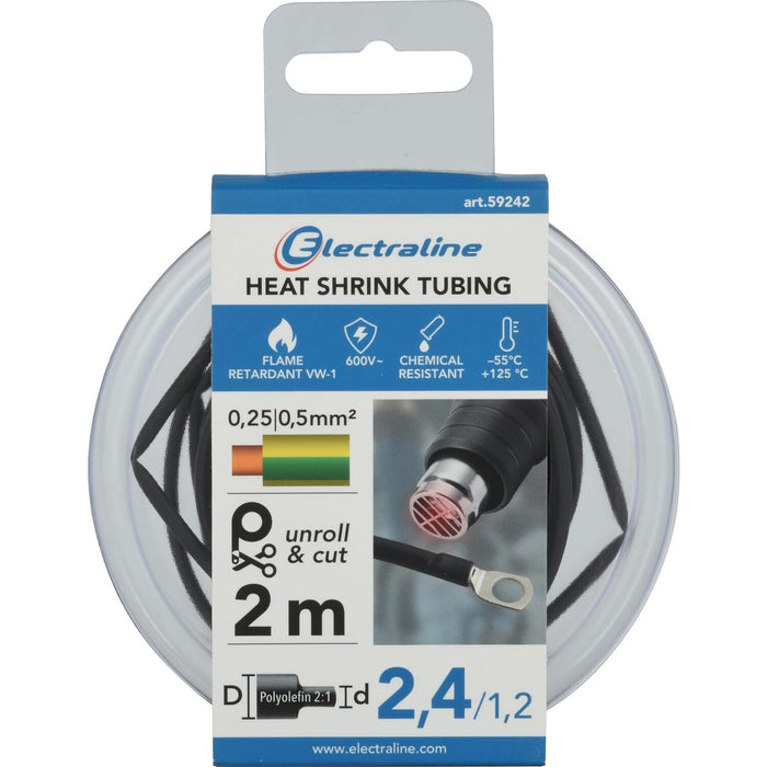 GUAINA TERMORESTRINGENTE 2M D.2,4/1,2MM NERA.