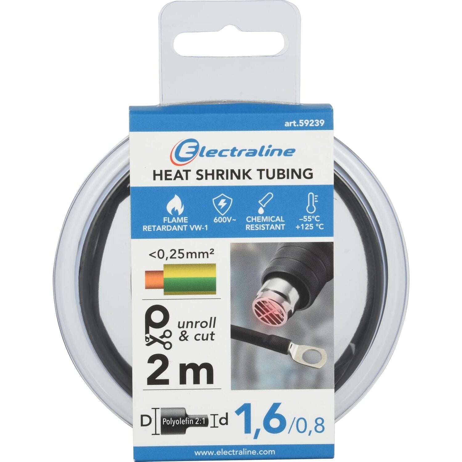 GUAINA TERMORESTRINGENTE 2M D.1,6/0,8MM NERA.