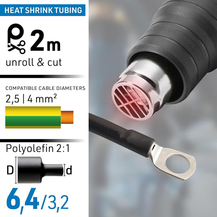 GUAINA TERMORESTRINGENTE 2M D.6,4/3,2MM NERA.