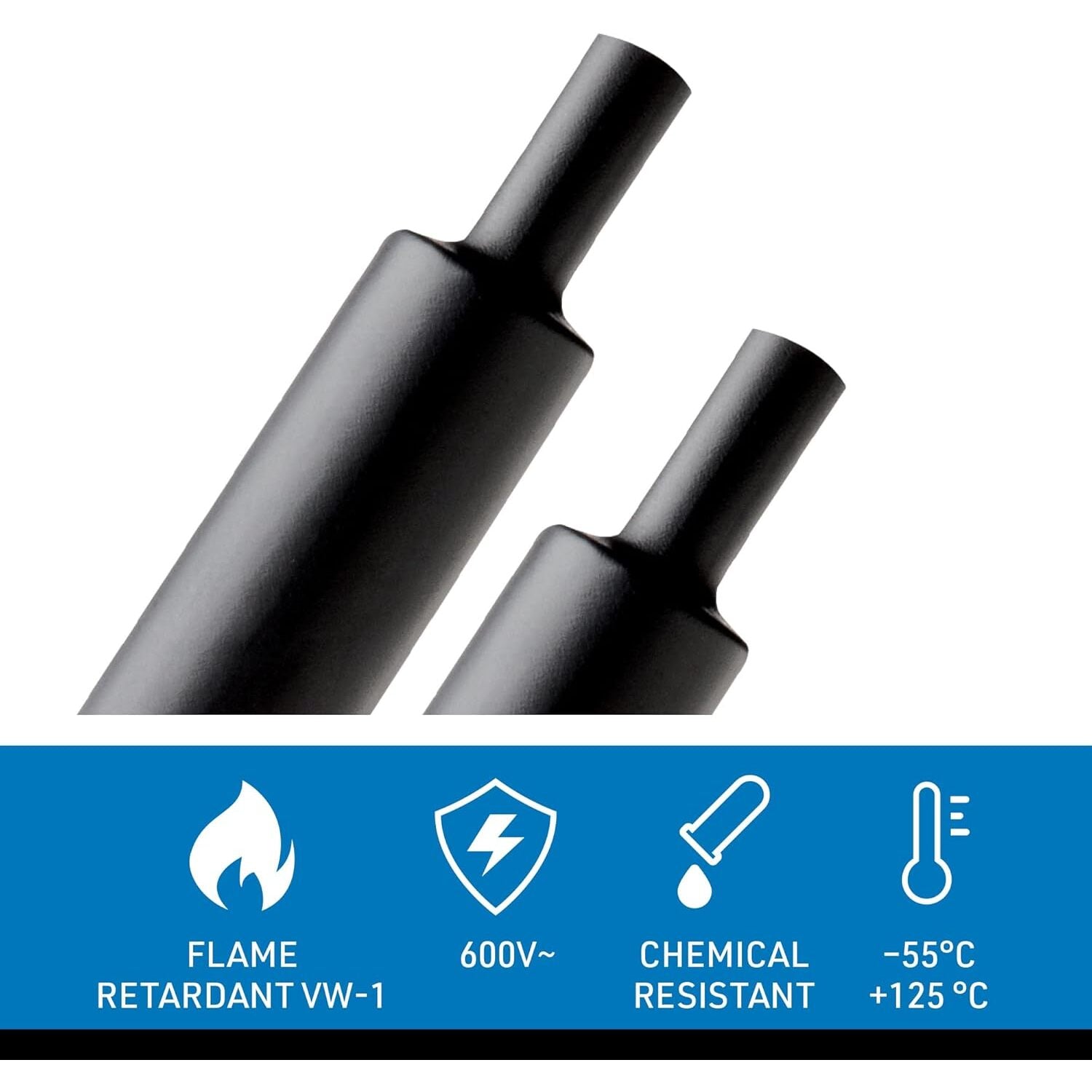 GUAINA TERMORESTRINGENTE 2M D.9,5/4,8MM NERA.