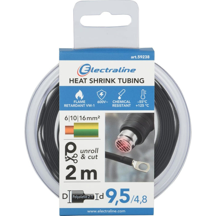 GUAINA TERMORESTRINGENTE 2M D.9,5/4,8MM NERA.