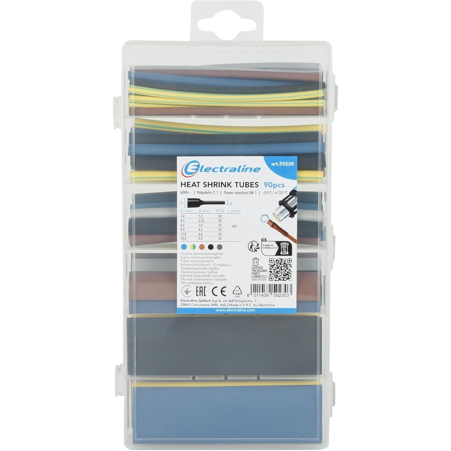 KIT SCATOLA 90 MANICOTTI TERMORETRAIBILI 10 CM.