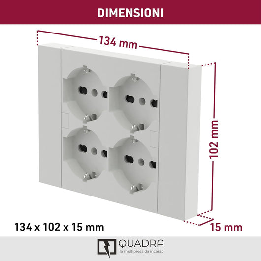 MULTIPRESA QUADRA DA PARETE 4 SCHUKO BIANCA.
