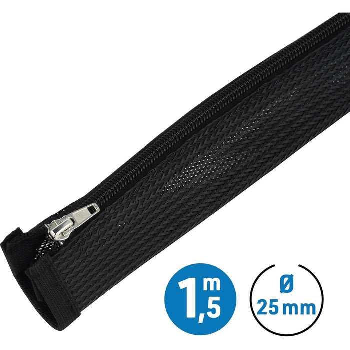 RACCOGLI CAVI CON ZIP 1,5M D.25MM NERO.