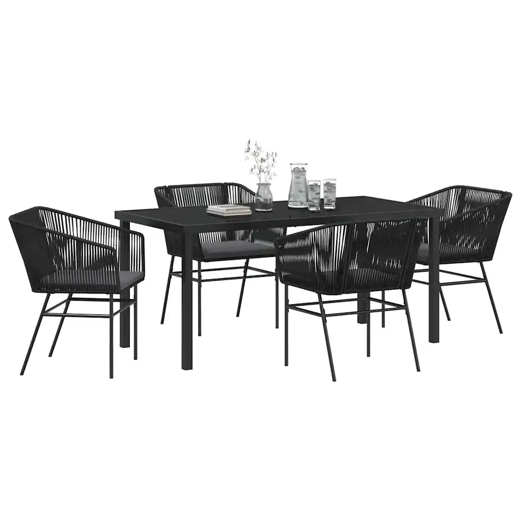 Set da Pranzo per Giardino con cuscino 5 pcs Nero 3380921