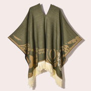 Sciarpa da viaggio da donna, stile etnico, con nappe, modello pullover, calda cappa decorativa da esterno in jacquard