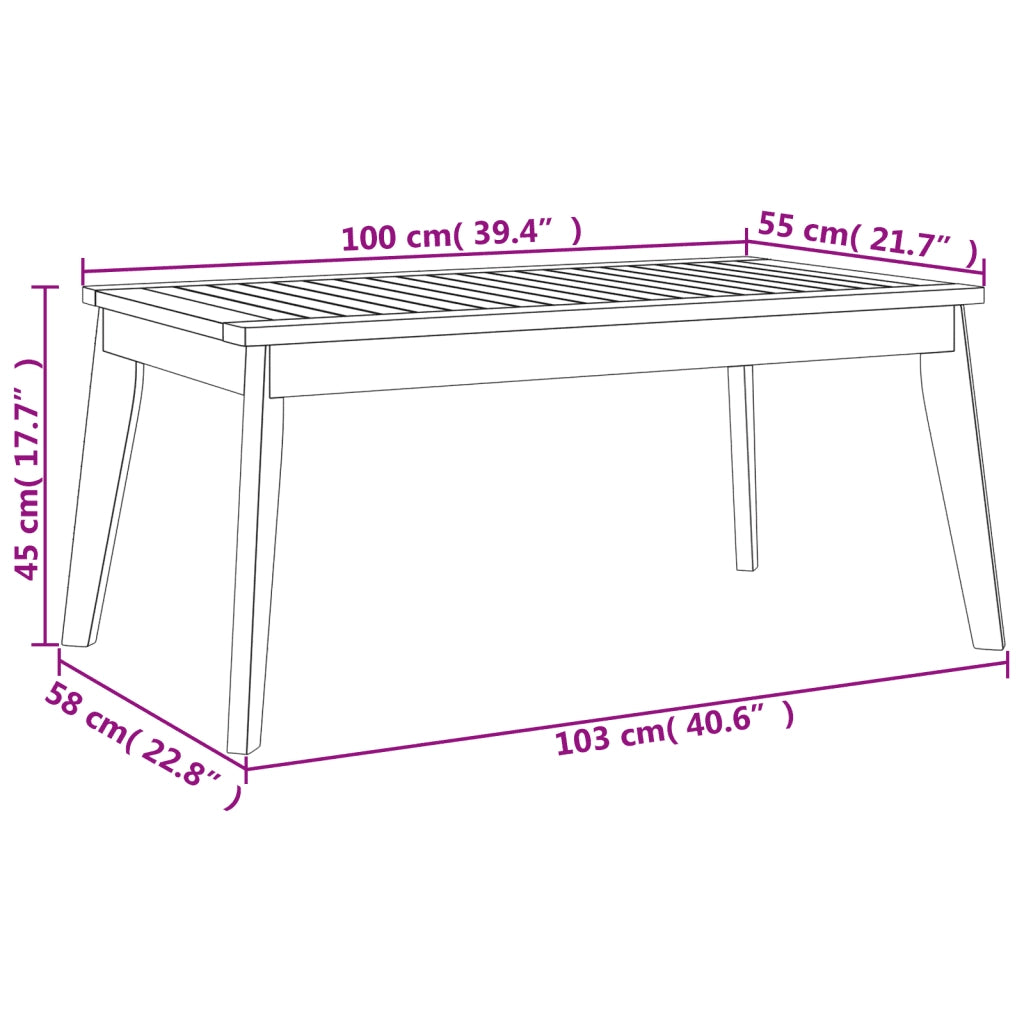 Tavolo da Pranzo da Giardino 100x55x45 cm Legno Massello Acacia