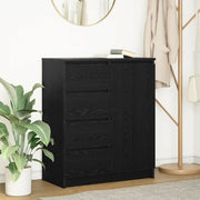 Credenza con Cassetti Rovere Nero 71x35x84 cm Legno Multistrato 861581