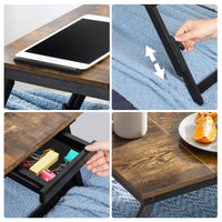 Tavolo pieghevole per laptop VALORA, marrone rustico, stile loft LLD110B01