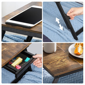Tavolo pieghevole per laptop VALORA, marrone rustico, stile loft LLD110B01