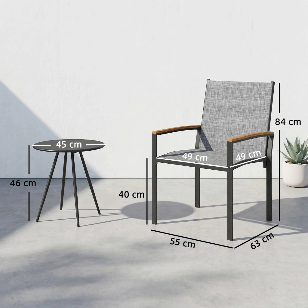 Set Bistr¨° 3 Pezzi ¨C zephmum ¨C Grigio, Rete e Metallo