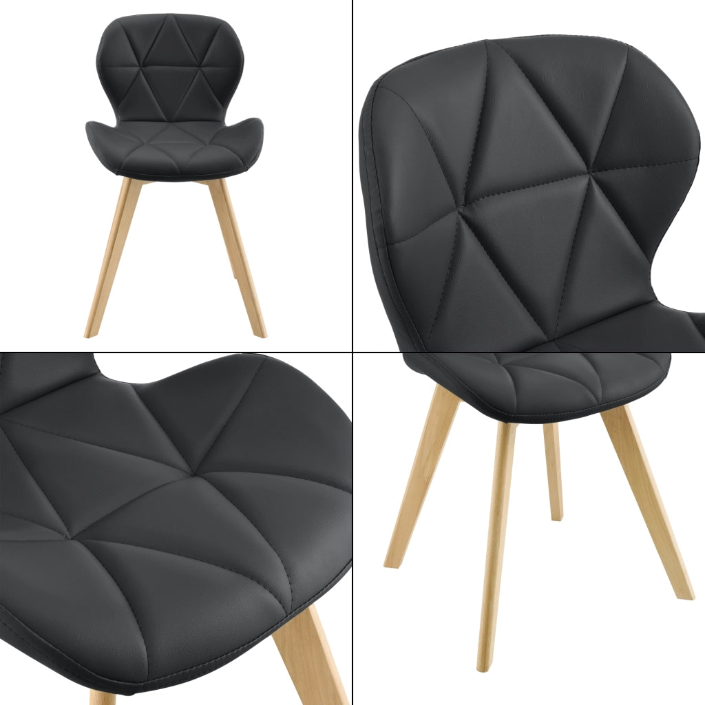 Set 6 Sedie Älmhult con Rivestimento in Similpelle Trapuntata - Nero [en.casa]
