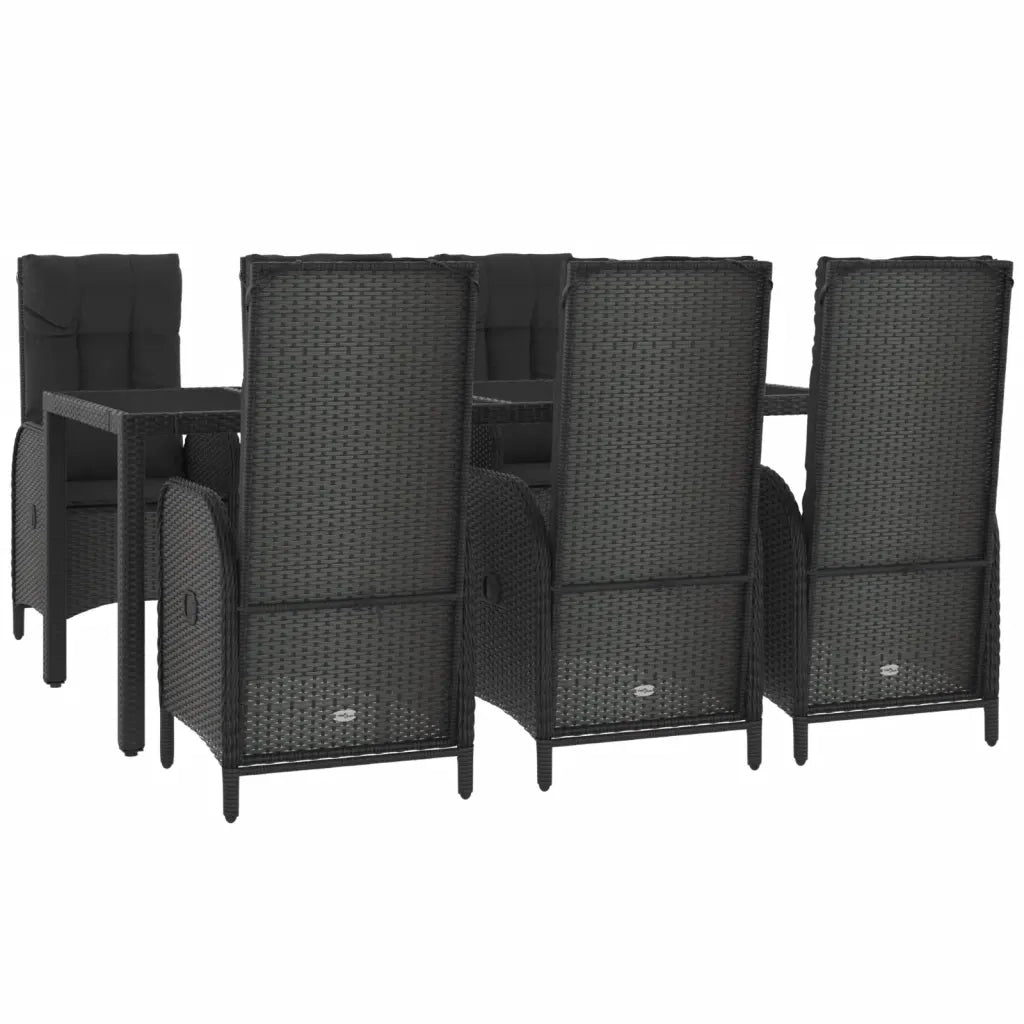 Set da Pranzo Giardino 7pz Nero e Grigio con Cuscini Polyrattancod mxl 76467