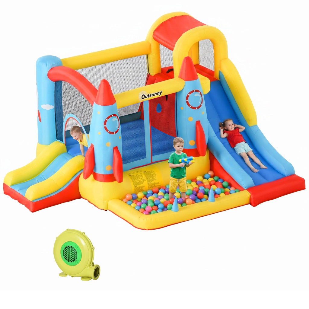 Casetta gonfiabile per bambini con 2 scivoli e piscina ¨C zephmum ¨C 330x265x185 cm multicolore