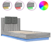 Letto singolo | Letto per adulti | Giroletto con Testiera e LED Grigio Sonoma 100x200 cm