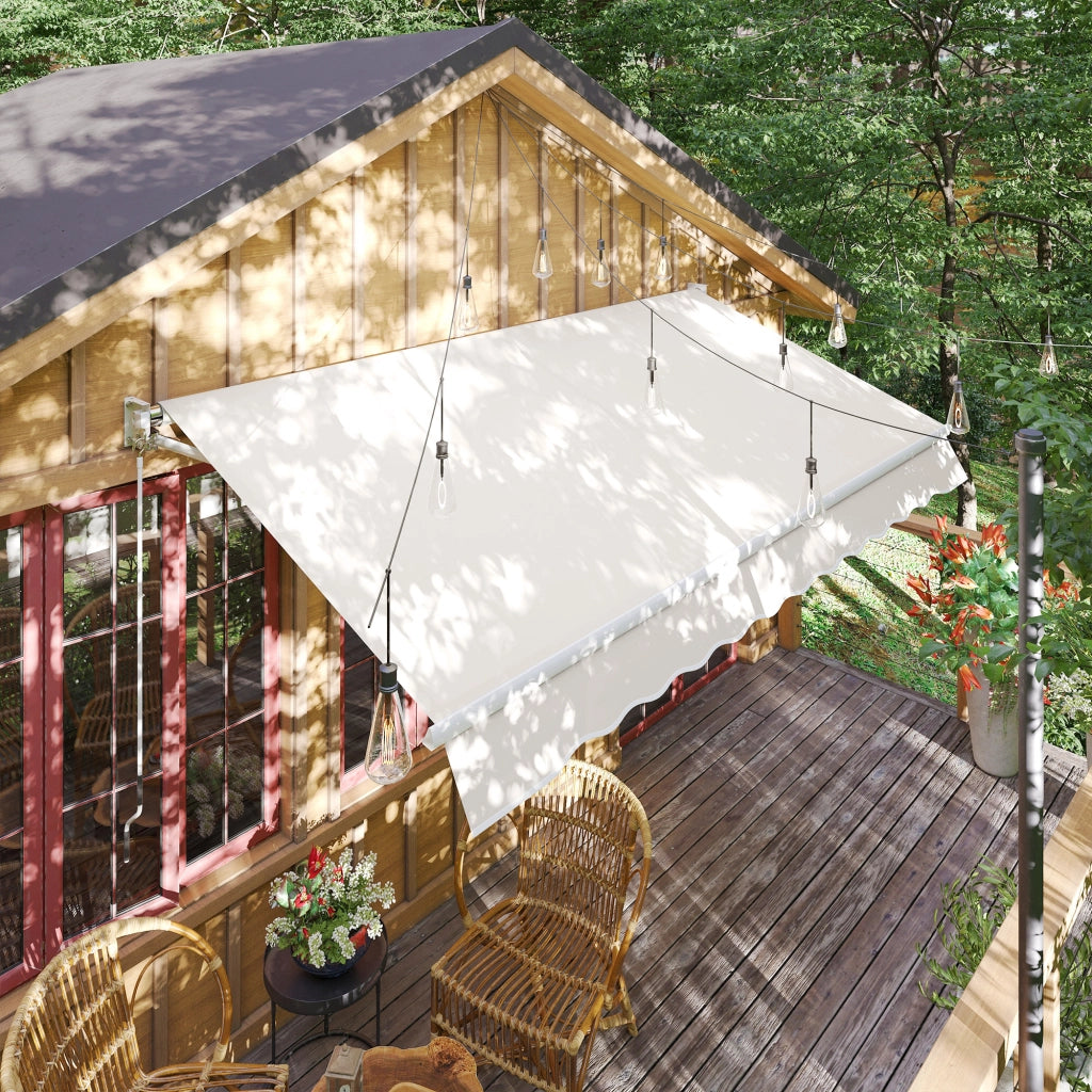Tenda da Sole 3x2 m a Bracci, Regolabile 5¡ã-35¡ã in Alluminio e Poliestere, Bianco Crema