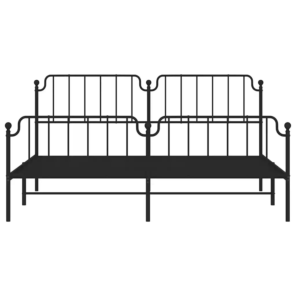 Giroletto con Testiera e Pediera Metallo Nero 193x203 cm 373911
