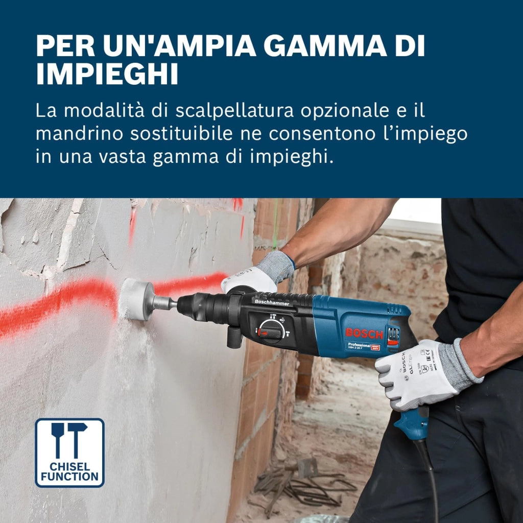 Bosch Professional 0 611 2A4 000 Martello Perforatore GBH 2-26 F, Mandrino Intercambiabile SDS Plus, Potenza del Colpo: 2.7 J, in Valigetta, 830 watts, 230 volts