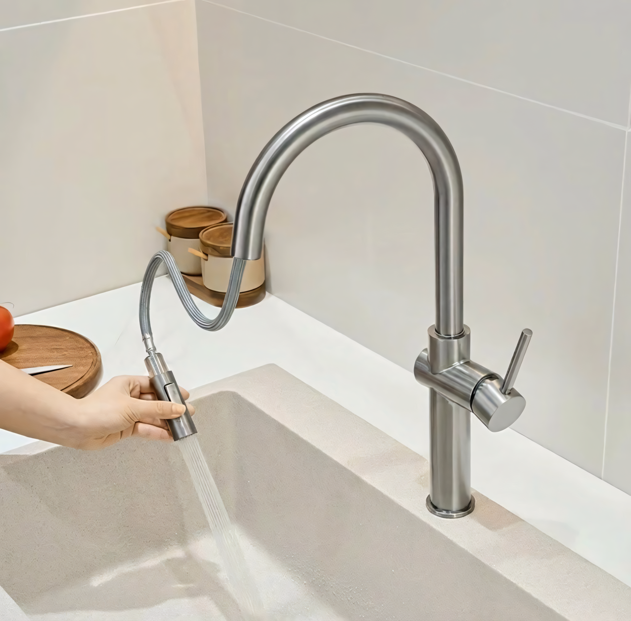 Rubinetto Da Cucina Rea Fresh High Brush Nickel