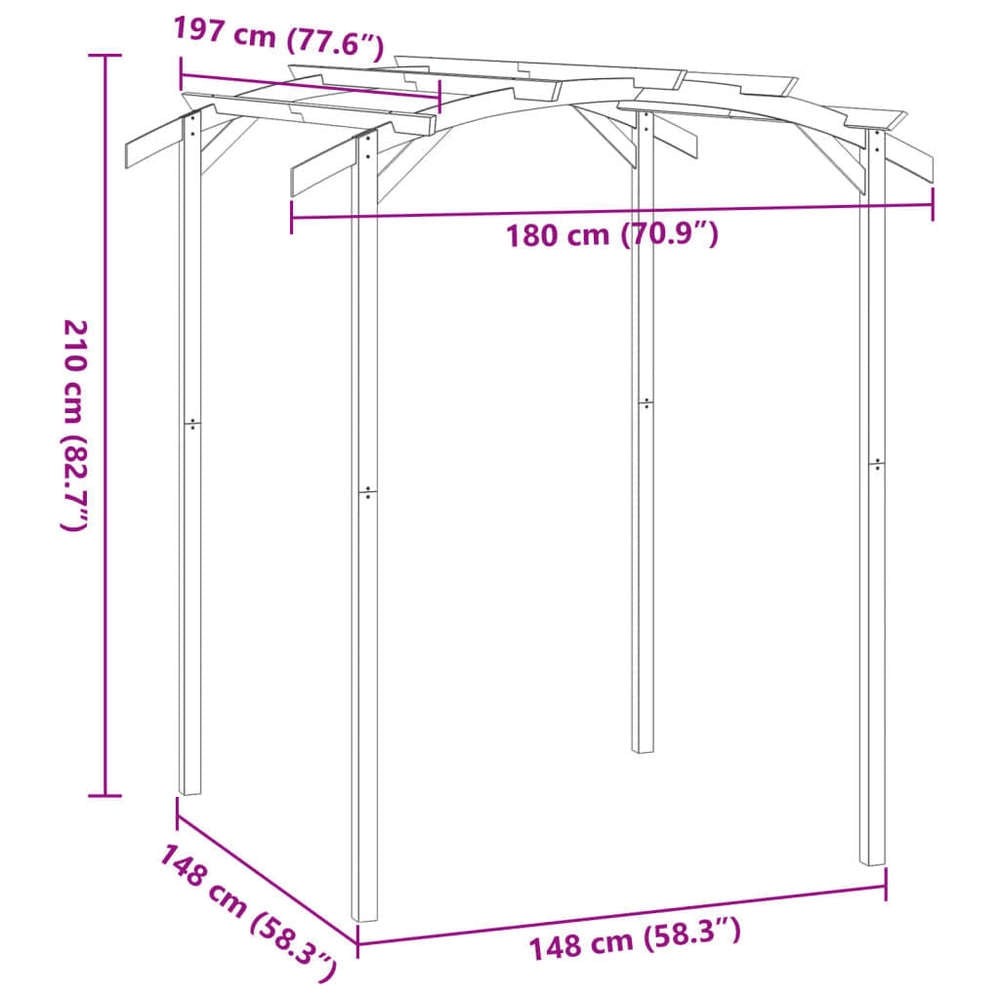 Garden Pergola, Pine Wood, Impregnated, 180x197x210 Cm