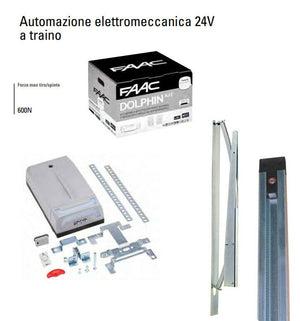 KIT FAAC D600 DOLPHIN AUTOMAZIONE PORTE BASCULANTI CONTRAPPESI 24V + GUIDA 2.6M