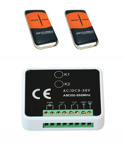 KIT RADIO RICEVENTE 2 TELECOMANDI 433MHZ RICEVITORE + 2 TX AUTOMAZIONE CANCELLO