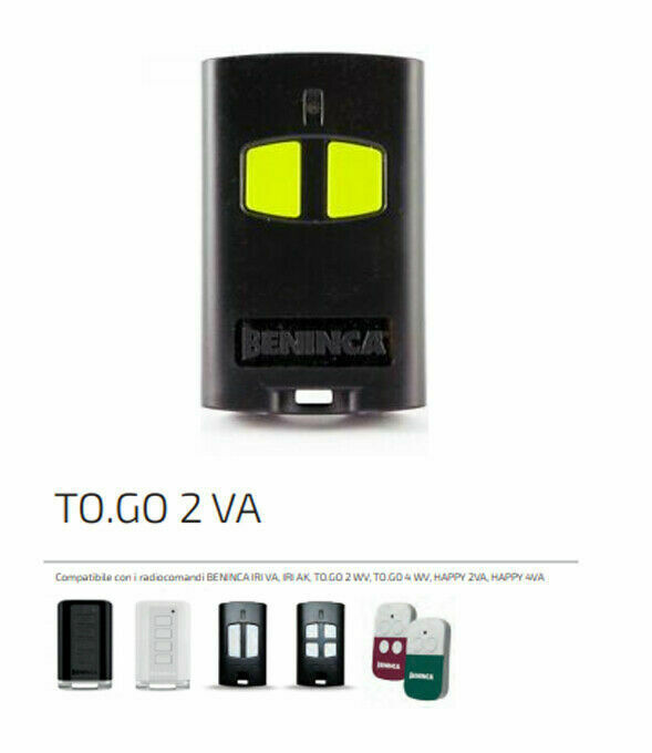 TELECOMANDO COMANDO TRASMETTITORE BENINCA TO GO2VA 9863173 EX 2WV ROLLING CODE