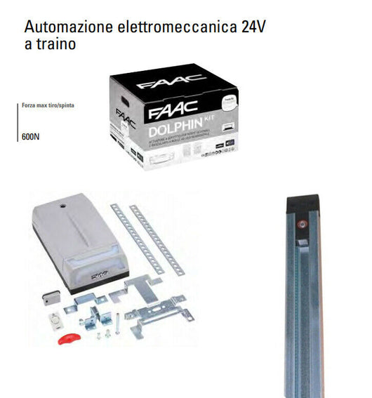 FAAC DOLPHIN KIT 24V AUTOMAZIONE PORTA GARAGE SEZIONALE BASCULANTE + GUIDA 2.6M