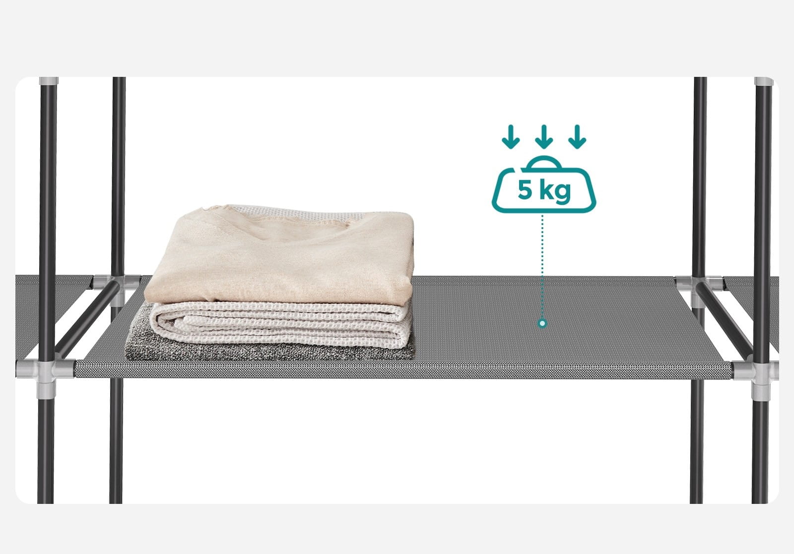 Armadio tessile Valora grigio a 3 ante con ripiani e aste appendiabiti