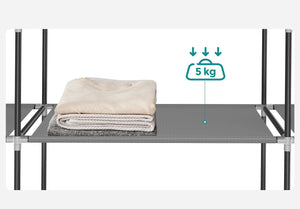 Armadio tessile Valora grigio a 3 ante con ripiani e aste appendiabiti