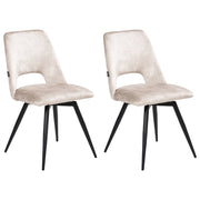 Set di 2 sedie da pranzo in velluto beige chiaro con gambe in ferro nero girevoli a 180° moderne sedie imbottite