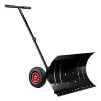 Spazzaneve manuale con ruote, pala neve 74x43 cm ruota 10", Carrello sgombraneve