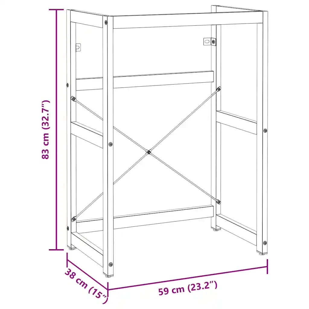 Struttura per Lavabo da Bagno-Supporti per Lavandino Nera 59x38x83 cm in Ferro